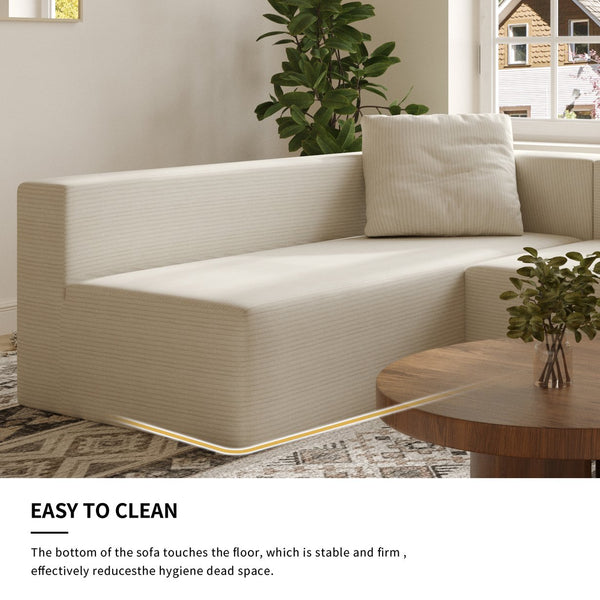 English Elm L Shaped Modular Sectional Sofa - 110" Corduroy Couch With Deep Seats & Movable Ottoman For Comfort W3670S00001