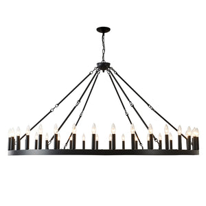 English Elm 63.8 Inch 36-light Wagon Wheel Chandelier Matte Black Farmhouse Fixture for High Ceilings W5008P388929