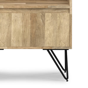 English Elm Hunter Tall Bookcase Natural Mango Wood with Drawer & Hairpin Legs, Industrial Modern Storage Shelf B136P238609