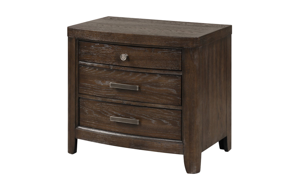English Elm Two Drawer Nightstand Antique Brown Solid Wood MDF Cedar-Lined Bottom Drawer Stylish Finish, Sturdy Storage B2699P208263