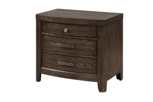English Elm Two Drawer Nightstand Antique Brown Solid Wood MDF Cedar-Lined Bottom Drawer Stylish Finish, Sturdy Storage B2699P208263
