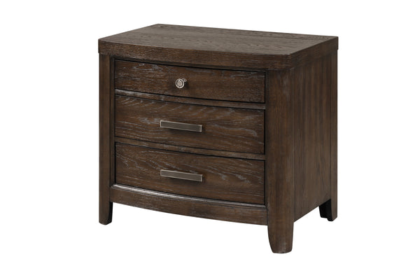 English Elm Two Drawer Nightstand Antique Brown Solid Wood MDF Cedar-Lined Bottom Drawer Stylish Finish, Sturdy Storage B2699P208263