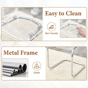 English Elm Transparent Polycarbonate Dining Chair Set of 4 with Arched Steel Frame Modern Style W2920P411151