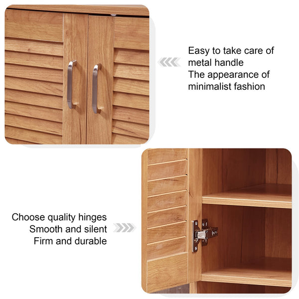 English Elm Multi Functional Shoe Storage Cabinet with Bench and Cushion, 7+3 Adjustable Panels, Ventilated Design for Entryway Oak 51.97 L x 17.32 W x 10.24 H W2948P242706