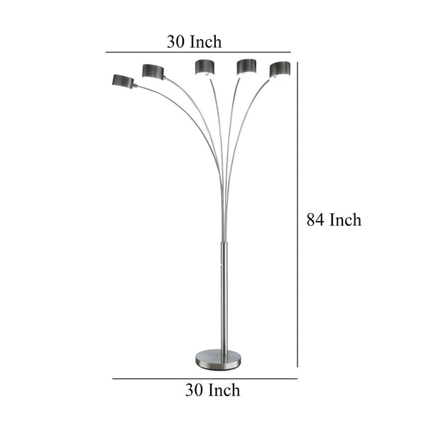 English Elm 5 Arm Chrome Arc Floor Lamp with Drum Shades Mid Century Living Room Light B056P416913