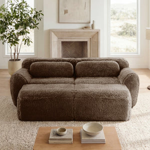 English Elm 80''soft Plush Modular Sectional Sofa with Chaise Deep Seat High Density Foam Living Room Chocolate W714S01539