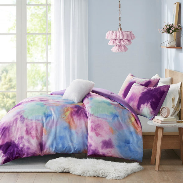 English Elm King/Cal King Watercolor Tie-Dye Comforter Set With Pillow – Soft, Hypoallergenic, And Vibrant Design B035129812