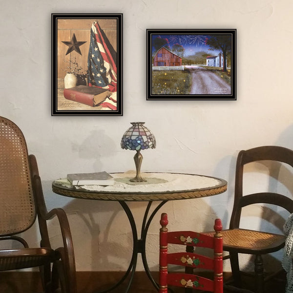English Elm Trendy Decor 4u Patriotic Two Piece Framed Wood Wall Art Set by Billy Jacobs B067P256610