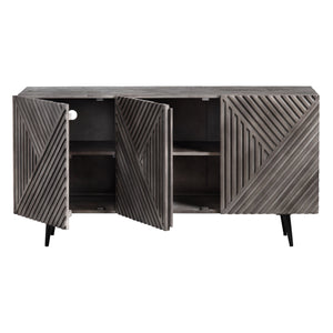 Crestview Collection Transitional Gray Sideboard - Modern Mango Wood Tv Stand With Geometric Doors And Storage Solutions Gray Solid Wood Cvfnr4401