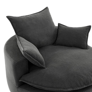 English Elm 360° Oversized Swivel Lounge Chair with 38" Deep Seat Dual-Layer Cushion Corduroy Accent Pillows Black N719S002100B