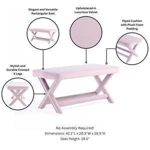 English Elm Abigail Mid-Century Modern Pink Velvet Upholstered Bench - Stylish Entryway & Bedroom Accent B365P398211
