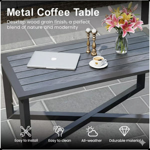 English Elm 2-piece Pe Rattan Outdoor Sofa Set with Steel Frame and Patio Coffee Table Gray B082P455166