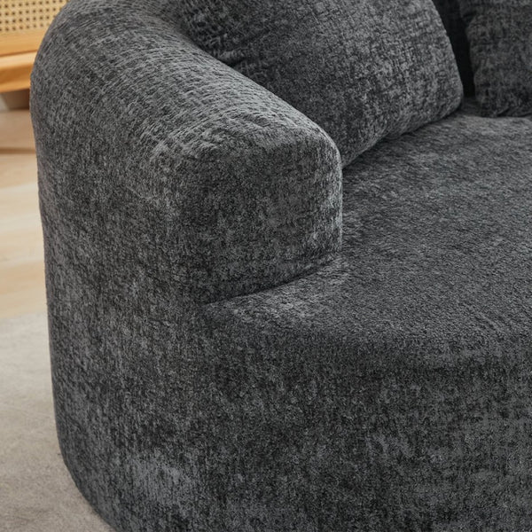 English Elm Curved Chenille Loveseat with Memory Foam Seating and Three Pillows for Compact Spaces Grey W1752P361566