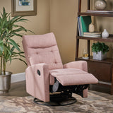 Christopher Knight Home® - Noble House - Woodglen Contemporary Glider Swivel Push Back Nursery Recliner - Light Blush and Black Finish