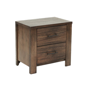 English Elm Oak Finish 1 Piece Nightstand Wooden Bedside Table 2X Drawers Storage Bedroom Furniture