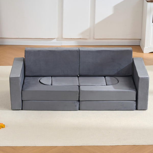 English Elm 14 Piece Modular Foam Play Couch Building Set for Toddlers Playroom Bedroom Gray W3523P450127