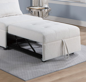 English Elm Contemporary Armless Sleeper Sofa Chair with Sherpa Tufted Seat, Pull-Out Bed & Accent Pillow, White B011P200214