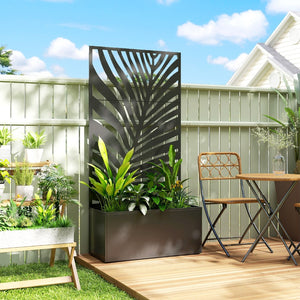 English Elm Outsunny Galvanized Steel Raised Planter with Built-in Trellis for Vertical Garden Growth W2225P485568