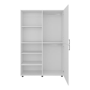 English Elm Wardrobe Spacious 72.4" H Two-Door Engineered Wood Closet with Five Shelves, Six Legs, Modern Appeal White 40.94 L x 29.13 W x 5.51 H B097S00204