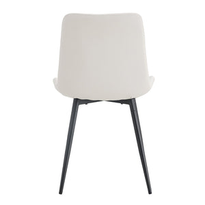 English Elm White Faux Leather Dining Chairs Set of Six with Black Metal Legs Modern Kitchen Seating W1151P180076