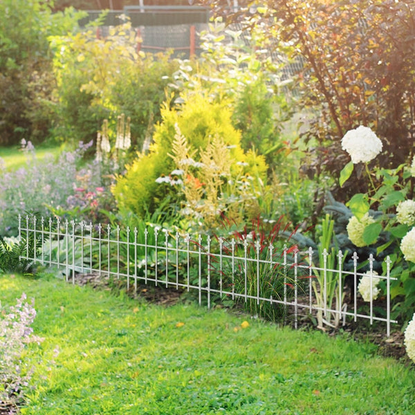 English Elm Outsunny White Powder Coated Steel Garden Border Fence Panels Flexible Landscape Edging W2225P174528