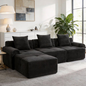 English Elm Sectional Cloud Sofa with Fuzzy Foam Cushions Deep Sink Comfort for Living Rooms W5385P446001