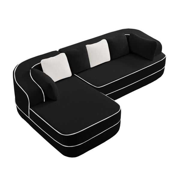 English Elm 106" Teddy Fabric Sofa - Plush L-Shaped Chaise, No Assembly, High-Density Comfort For Modern Living Rooms W714S01426