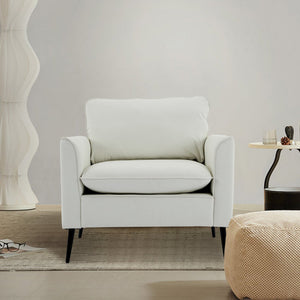 English Elm TS Cat paw leather upholstered sofa modern Nordic retro lounge chair with breathable faux-leather comfort pillows Cream White W2311P345745