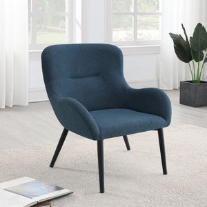 English Elm Luna Aegean Blue Upholstered Armchair — Mid-Century Curved Silhouette, Plush Textured Comfort, 30.5"H B062P299845