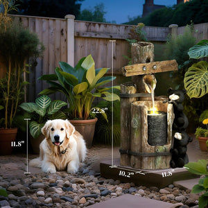 English Elm Outsunny 3-tier Resin Bear Waterfall Fountain with Led Lights for Patio Garden W2225P485544
