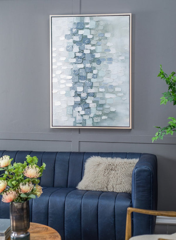 English Elm 47.2X35.4X1.5" Elegant Gray And Silver Abstract Landscape Oil Painting In Framed Modern Style W2078P313334