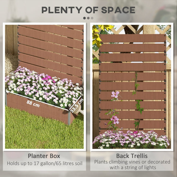 English Elm Outsunny Raised Planter Box with Vertical Trellis for Climbing Vines Outdoor Patio W2225P175538