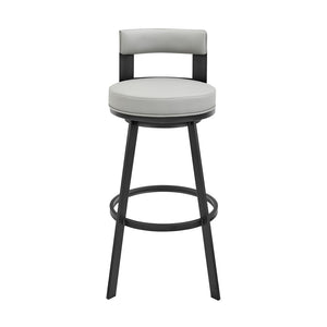 English Elm Flynn Swivel Barstool Faux Leather Cushion Matte Black Frame for Kitchen Island B2736P464829