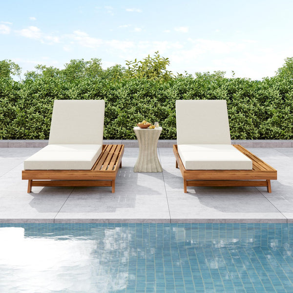 English Elm Christopher Knight Home® - Lounge Chaise Set - Adjustable Acacia Wood Frame With Cream Cushion, Perfect For Outdoor Relaxation N770P253442T_N770P208317C