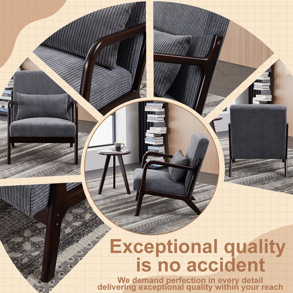 English Elm Mid-Century Accent Chair & Walnut Coffee Table Set - Vintage Elegance For Living Room & Bedroom Use W2989P362782