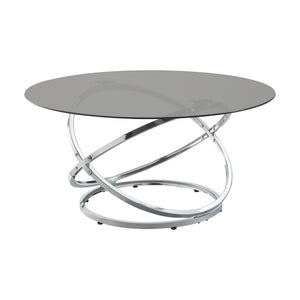 English Elm Modern Marion 3-Piece Occasional Table Set with Tempered Black Glass, Chrome Intersecting Metal Base, Stylish Living Room Accent B011P297657