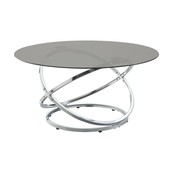 English Elm Modern Marion 3-Piece Occasional Table Set with Tempered Black Glass, Chrome Intersecting Metal Base, Stylish Living Room Accent B011P297657