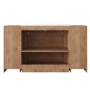 English Elm 60" Freestanding Double Sink Bathroom Vanity with Soft-close Doors and Three Drawers W999S00514