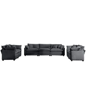 English Elm Modern 2-Piece Corduroy Sofa Set - Stylish 2-Seater & 3-Seater With 8 Cushions For Ultimate Comfort W714S00834