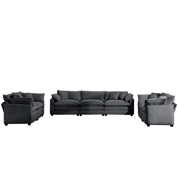 English Elm Modern 2-Piece Corduroy Sofa Set - Stylish 2-Seater & 3-Seater With 8 Cushions For Ultimate Comfort W714S00834
