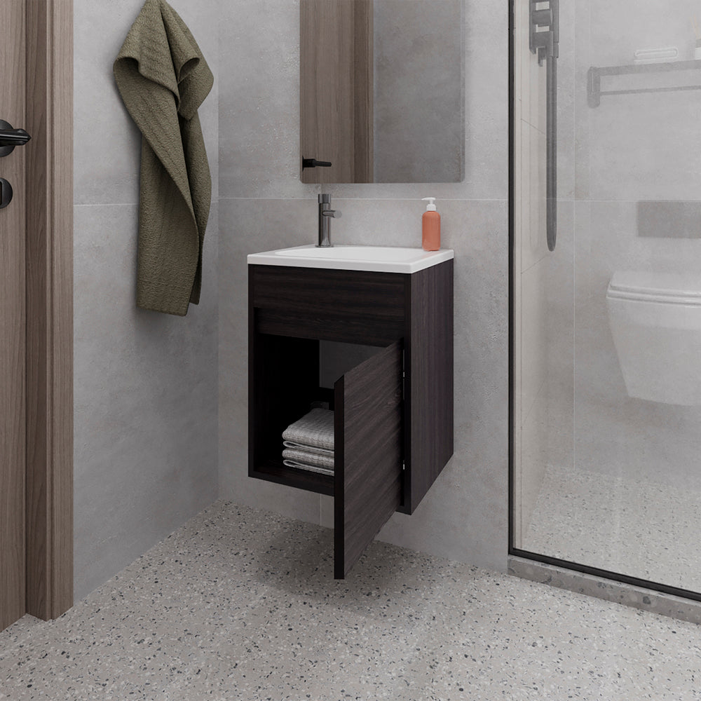 English Elm Sutcliffe Vanity Sink with Spacious Cabinet and Modern Minimalist Engineered Wood Design, No Faucet Included Black B092P329248
