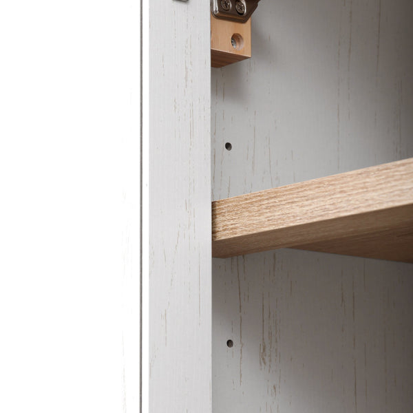 English Elm K&K 71" Arched Kitchen Pantry Cabinet with Glass Doors, Adjustable Shelves, Soft-Close Drawers White N707P288972W