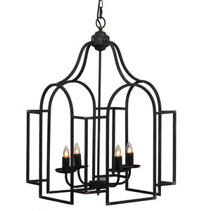 English Elm 17.3x17.3x28.7" Malin 4-light Iron Chandelier Satin Black Finish for Foyer or Dining W2078P411231