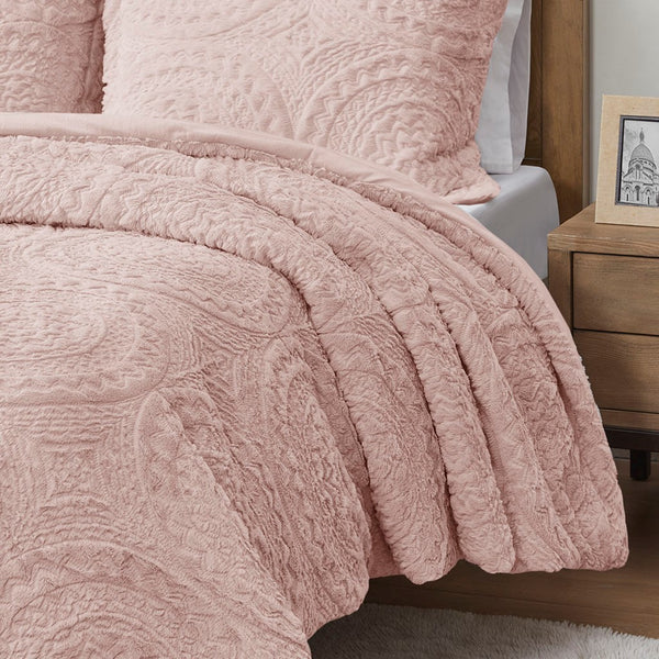 English Elm Full/Queen Plush Embroidered Medallion Faux Fur Comforter Mini Set — Ultra-Soft Machine Washable Elegance Blush 19.29 L x 11.81 W x 11.81 H B03597037