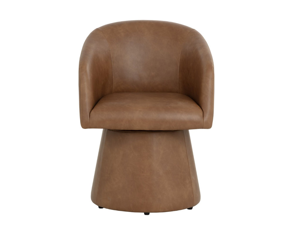 Sunpan ETTA Swivel Dining Armchair in Copley Cognac – Modern Comfort, 360° Rotating Design, Easy Care 111766V