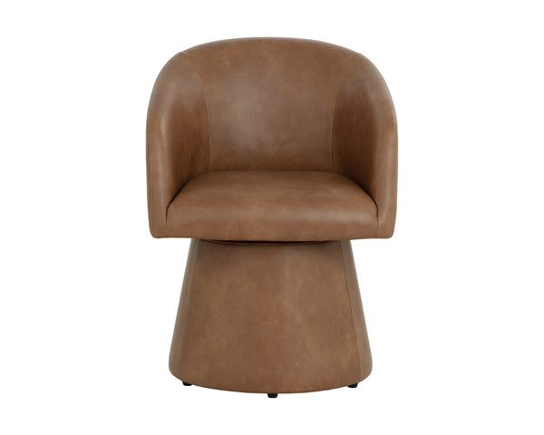 Sunpan ETTA Swivel Dining Armchair in Copley Cognac – Modern Comfort, 360° Rotating Design, Easy Care 111766V