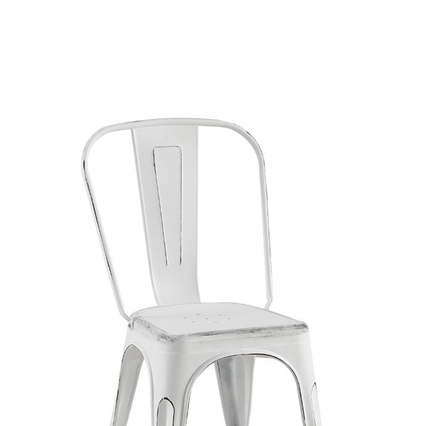 English Elm Set Of 2 Stylish Matte White Stackable Metal Dining Chairs – Lightweight, Easy To Clean & Modern Design B347P383367-GIGA