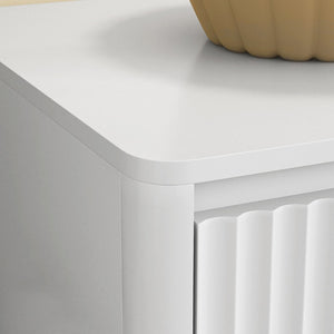 English Elm 9 Drawer Mid Century Wood Dresser Low Profile Matte Finish Bedroom Storage Cabinet White W409S00013