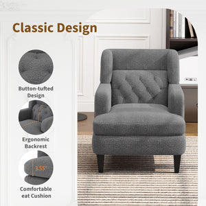 English Elm Christopher Knight Home® - Upholstered Teddy Fleece Armchair with Tufted Back, Contemporary Cozy Accent Seat for Living Room DARK GREY N763P193158R