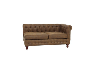 English Elm Reversible One-Arm Loveseat with Button-Tufted Back, Rolled Arm and Stud Detail in Leatherette Finish Dark Coffee 63 L x 38 W x 16 H B011P234285
